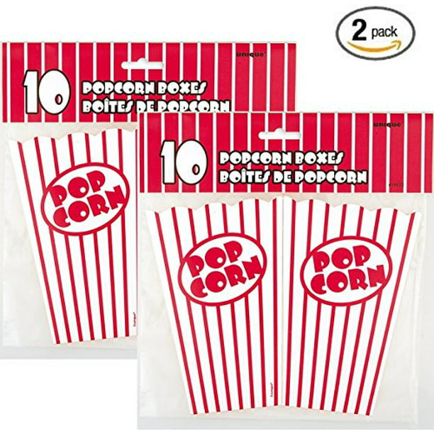 10ct Movie Theater Red and White Striped Popcorn Boxes